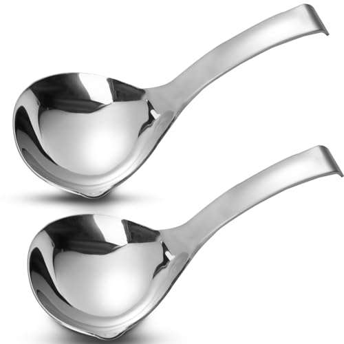 2Pcs Soup Ladle, Soup Spoons Stainless Steel 304 with Pour Spout, Large Ladle Spoon Cooking Utensils Ladles for Serving Metal Ladle Gravy Punch - size: Large