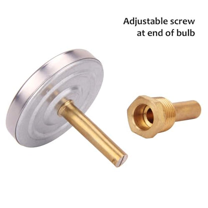 MEASUREMAN Hot Water Bi-Metal Thermometer, 2-1/2" Dial, 1-3/4" Lead-Free Brass Stem, Range 0-250 deg F/-20-120 deg C, 2% Accuracy, Adjustable, 1/2" NPT Back Mount（2 Pack - size: 0-250 deg F/-20-120 deg C, style: 1-3/4" Stem 2pc