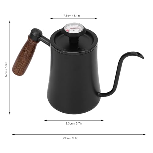 LICAEVEY Gooseneck Kettle, 500ml Pour Over Coffee Kettle with Built in Thermometer & Wood Handle, 304 Stainless Steel Stovetop Tea Kettle for Pouring