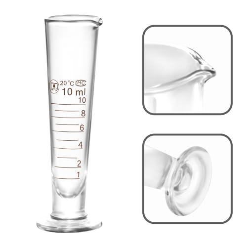 Professional Lab Graduated Measuring Cup with Spout 10ml Wide Mouth Glass Conical Beaker Thickened Borosilicate Beaker Heat Resistant (10ml) Transparent - size: 10ml