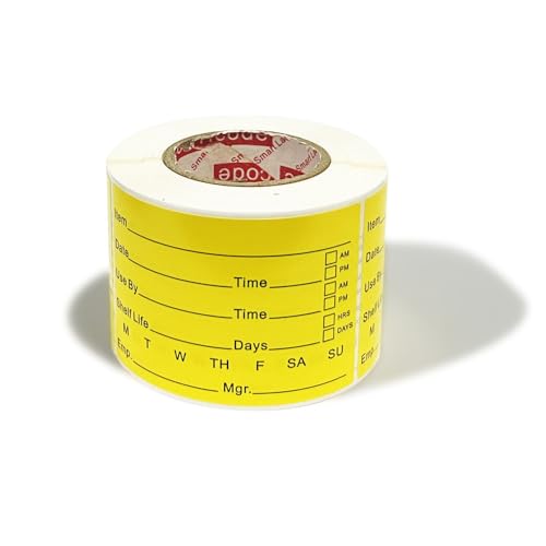 Hcode 2 x 3'' Self-Adhesive Removable Freezer Food Labels- Easy Clean Leaves No Residue- Cooler Food Storage Freezer Stickers Plastic Paper Perfect for Reusable Containers 300 Stickers - size: 2*3 fill in-yellow