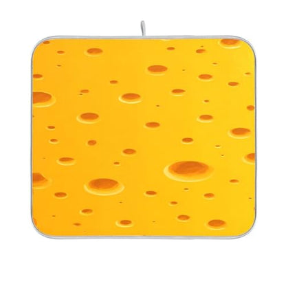 Dish Drying Mat for Kitchen Counter Cute Yellow Cheese Absorbent Drying Dish Mat 16×18 inch Dish Rack Pad Coffee Mat for Sink Dishes Under Rack - size: 16x18in