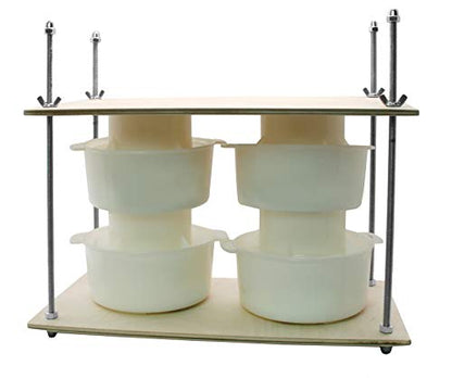 PetriStor Wooden Cheese Press for Making Supplies - 16in Metal Guides, 13in Mold With Follower Piston, 1.3Qt - Ultimate Home Cheese Press - Prensa Para Queso