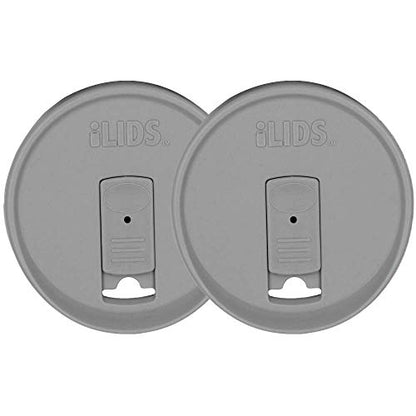 Wide-Mouth Mason Jar Drink Lid - USA Made, BPA-Free, Spill-Resistant for Coffee, Cold Brew & Iced Tea - Fits 3 3/8 in Ball & Kerr Wide Mouth - Pack of 2 - color: Gray