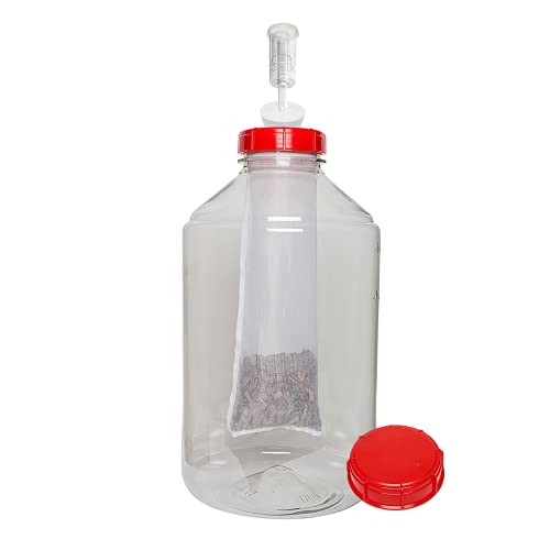 Home Brew Ohio Deluxe One Gallon Fermonster Kit (Drilled Lid, Solid Lid, #10 Drilled Stopper, Econolock, Mesh Strainer)