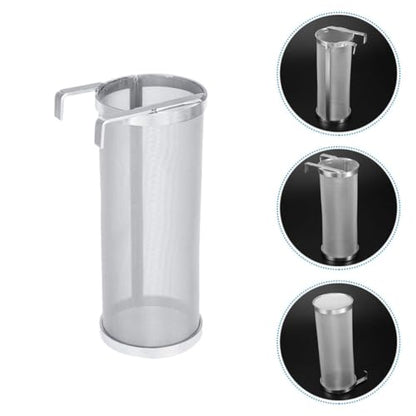 Stainless Steel Filter Net Barrel with Hook Lightweight Permanent Wine and Beer Brewing Strainer for Home Use during Family Days or Camping Trips