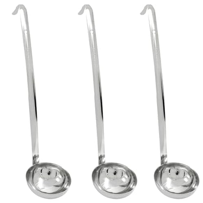 Piutouyar 3 Pcs 4 oz Soup Ladle Set, Stainless Steel Ladle with Long Hooked Handles Kitchen Cooking Serving Ladle Accessories for Cooking Soup Sauce Stews - size: 4 oz