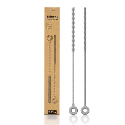 YOTIME Silicone Straw Cleaner Brush, 2 Pcs Reusable Straw Brush(6mm+9mm) for Cleaning Narrow & Wide Straws, Tumblers, Gray - color: Gray