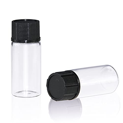 ALWSCI 10ml Clear Glass Sample Storage Vials with 18-400 Black Screw Caps & PE Liners - Laboratory Vials, Pack of 100, Borosilicate Glass Bottles for Liquid Sampling, HPLC, GC, Chemical Storage - color: Clear, size: 22*52mm & 10ml (0.34OZ)