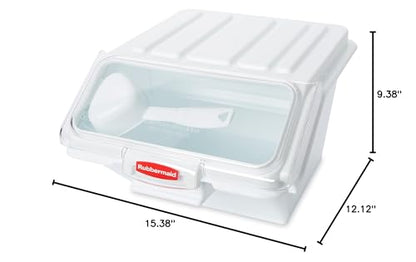 Rubbermaid Commercial Products ProSave Shelf Food Ingredient Bin with Scoop 40-Cup White Kitchen Food Storage Sugar/Grains/Rice/Baking Supplies - size: 40 Cup