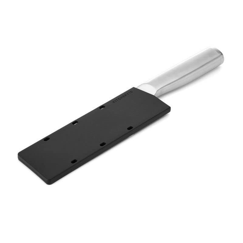 KitchenAid Gourmet Forged Triple Rivet Serrated Utility Knife with Custom Fit Blade Cover, 5.5 inch, Sharp Kitchen Knife, High Carbon Japanese Stainless Steel Blade, Stainless Steel - style: 5-Inch Santoku Knife