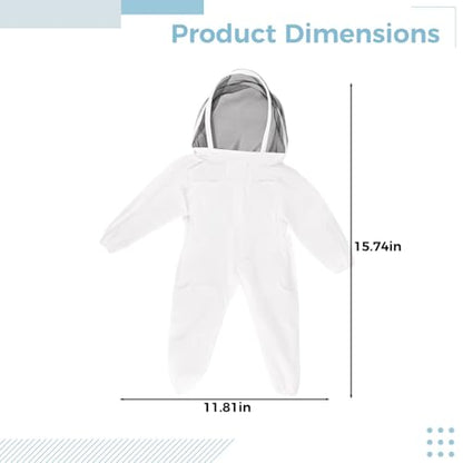 Young Beekeeper'S Bee Suit with Gloves, Full Body Protective Beekeeping Outfit, Breathable, White, 15.7 X 11.8 X 0.8 in