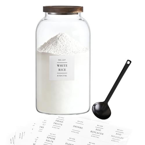 Large Glass Jar with Lid,（1Gallon/4000ML） Airtight Storage Container for Kitchen Countertop, Pantry, Coffee, Tea, Flour, Walnuts and Candy - size: 1Gallon*1