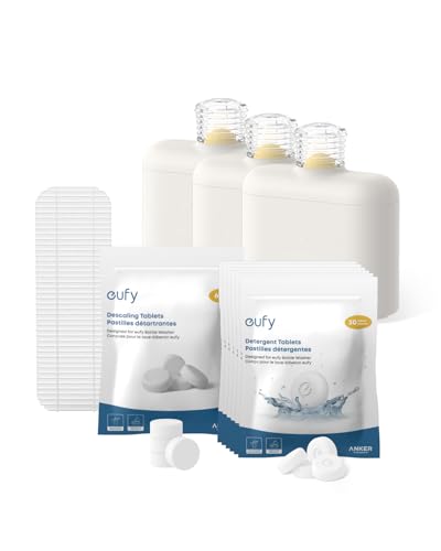 Maintenance Kit for eufy Bottle Washer, Pure Care Set with Water Softener (3 Pcs), Detergent Tablets (180 Pcs), Descaling Tablets (6 Pcs), and Filter