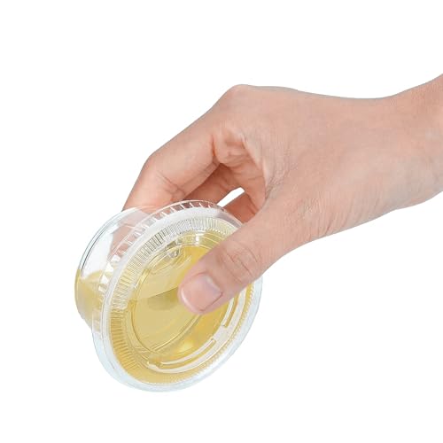 TashiBox 100 Sets 3.25 oz Plastic Disposable Portion Cups with Lids, Souffle Cups, Jello Cups, Snack Cups - size: 3.25oz-100Sets