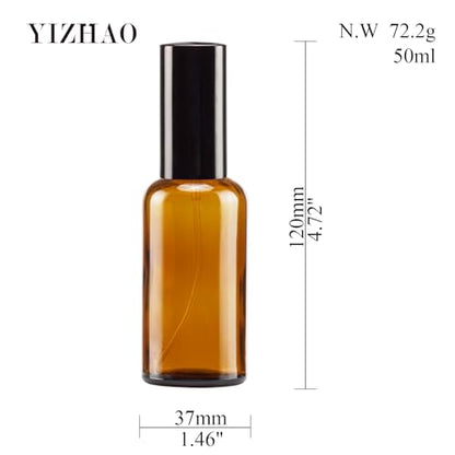 YIZHAO Amber Glass Spray Bottles 2oz, with Small Fine Mist Spray, Metal Cap, Refillable for Essential Oil,Travel,Cleaning,Perfume,Aromatherapy,Makeup – 6 Pcs - color: Amber, size: 50ml-6