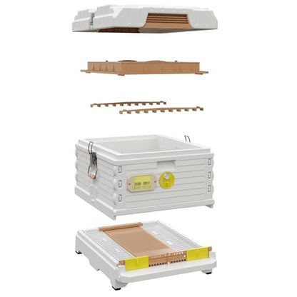 Apimaye Ergo Insulated 10 Frame Bee Hive Set with New Dual Feeder! [NO Frames Included] (White Body Yellow Entrance, Single) - color: White Body Yellow Entrance