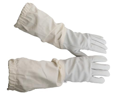 Goatskin Leather Beekeeper's Glove with Long Canvas Sleeve & Elastic Cuff. (Large) - size: Large (Pack of 1)