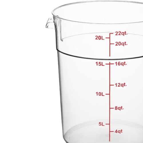 TrueCraftware- 22 Quart Clear Round Food Storage Container Polycarbonate- Commercial Reusable Food Container Canister with Measurement Markings for Meal Prep Pantry Kitchen - size: 22 Quart