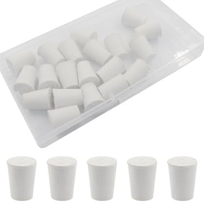 Solid Rubber Stoppers, Size 00#, 20 Pack | Tapered Plugs, White Natural Rubber Bungs, For Test Tubes, Flasks & Lab Equipment - size: 00#