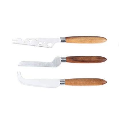 Twine Soft Cheese Knife - Stainless Steel Knife Set - Charcuterie Tools Cheese Board Accessories - Stainless Steel and Wood, Set of 1