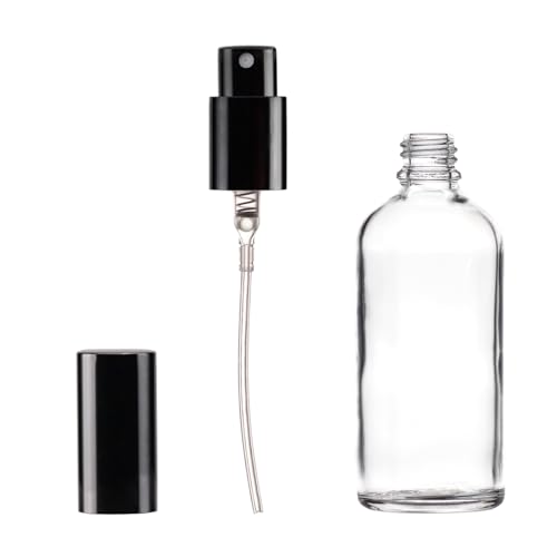 YIZHAO Clear Glass Spray Bottles 4oz, with Small Fine Mist Spray, Metal Cap, Refillable for Essential Oil,Travel,Cleaning,Perfume,Aromatherapy,Makeup – 4 Pcs - color: Transparent, size: 100ml-4