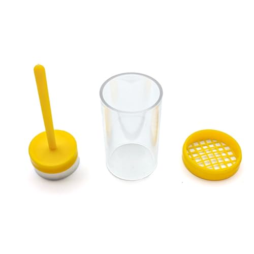 2Pcs Plastic Queen Bee Marking Cage Bottle Tube Queen Bee Catching Marking Cage Bottle Marker Beekeeping Tools for Beekeepers, Yellow