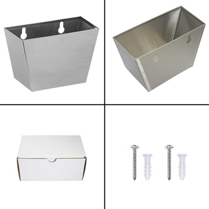 Brushed Silver Bottle Cap Catcher Wall Mounted Stainless Steel 5" | Rustproof, Cola Soda Top Holder Box, Mounting Hardware Included, Screw in Wall for Kitchen Post Table - color: Brushed Silver