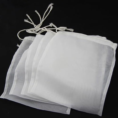 5 Pcs White Nylon Straining Bag - Fine Mesh - Homebrew Beer Wine Cider Dry Hop Beer Brewing Filters and Straining Home Brewing and Wine Making(6 x 7.8 inch(Width x Height))