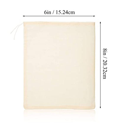 Boao 24 Pcs Spice Cooking Cheesecloth Bags for Straining Reusable Empty Tea Drawstring Soup Muslin Bags(6 x 8 Inch) - size: 6 x 8 Inch