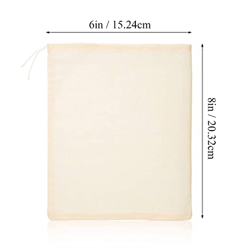 Boao 24 Pcs Spice Cooking Cheesecloth Bags for Straining Reusable Empty Tea Drawstring Soup Muslin Bags(6 x 8 Inch) - size: 6 x 8 Inch
