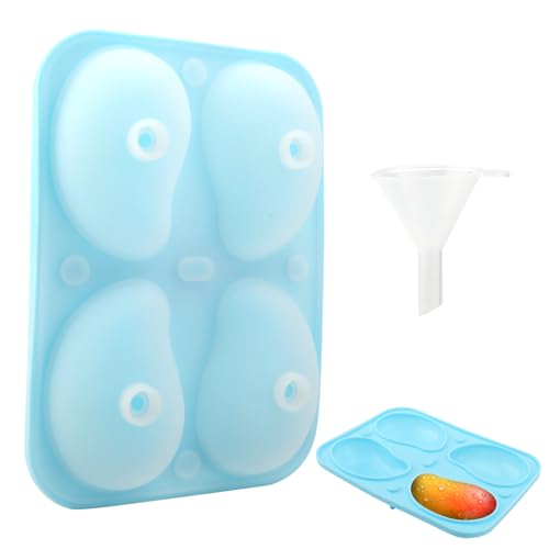 1-Pack 3D Mango Molds Silicone Set with 2 Funnels, Premium Food-Grade Chocolate Molds for Mousse, Pudding, Candy & Baking Flexible & Reusable for Easy Release & Dishwasher Safe