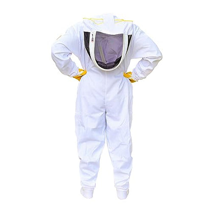 Cotton Beekeeping Suit, Full Body Beekeepers Protective Gear with Fencing Veil Hood, Elastic Cuffs & Breathable Fabric, With Two Pairs of Gloves (Small) - style: Small
