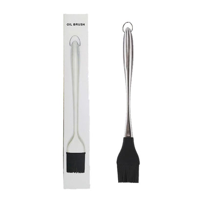 430 Stainless Steel Silicone Basting Brush - Heat Resistant, Hollow Handle, Round Tip Long Brush for Grilling, Baking, Cake Cream - New Version