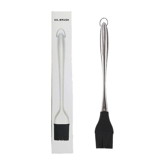 430 Stainless Steel Silicone Basting Brush - Heat Resistant, Hollow Handle, Round Tip Long Brush for Grilling, Baking, Cake Cream - New Version