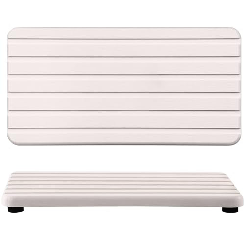 NiuYichee 2 PCS Water Absorbent diatomite Coasters, 7.1" x 3.5" Water Absorbing Stone Tray for Sink, Stone Drying mat for Kitchen Counter, Stone soap Tray Used for Hand Soaps & toiletries & Plants - color: White, size: 7.1 x 3.5 inches