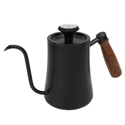 Gooseneck Pour Over Coffee Kettle with Thermometer, 500ml Stainless Steel Water Boiler for Precise Brewing, Tea & Hot Chocolate, Black