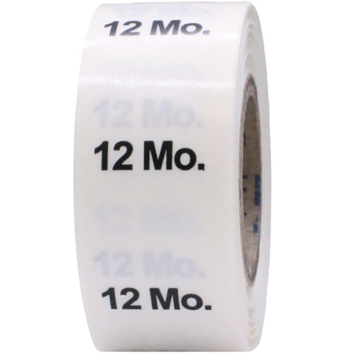 Clear Circle 12 Months Clothing Size Stickers - 3/4 Inch Round, 500 Clear Plastic Adhesive Labels Per Roll for Retail Apparel, Baby Clothing Organization, and Inventory - Made in the USA - color: 12 Months