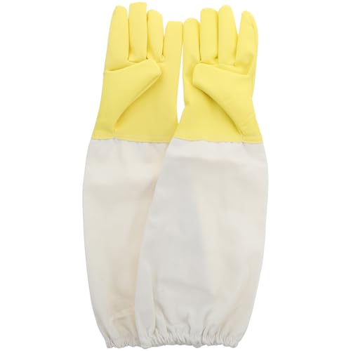 Ventilated Beekeeping Gloves with Pu and Canvas Material, Extended Sleeve Protection and Elastic, Sturdy Safety Gloves for Beekeepers in Gardening and Outdoor Work Scenarios
