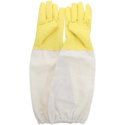Beekeeping Pu Gloves for Beekeepers with High Durability and Flexibility, Canvas Long Sleeve Protective Gloves for Outdoor Work Scenarios and Beekeeper Hand Protection