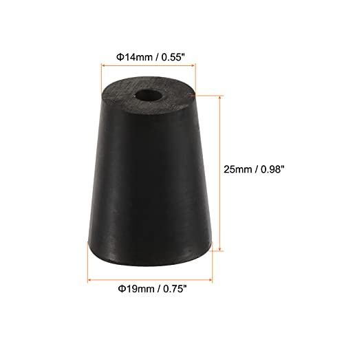 MECCANIXITY Rubber Tapered Plug 14mm to 19mm with Hole Test Tubes Bungs Stopper Black for Lab Home 5 Pieces - size: 14mm - 19mm