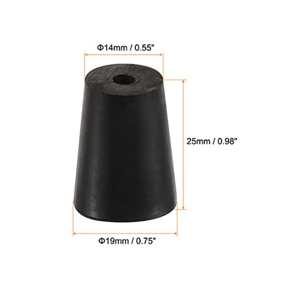 MECCANIXITY Rubber Tapered Plug 14mm to 19mm with Hole Test Tubes Bungs Stopper Black for Lab Home 5 Pieces - size: 14mm - 19mm
