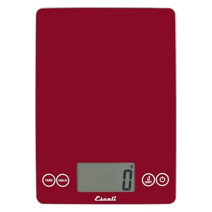 Escali Arti Glass Food Scale Digital Countertop Kitchen, Baking and Cooking Scale with Nutrition and Calorie Counter, 15-Pound Capacity, 9" x 6.5" x .75", Rio Red - color: Rio Red