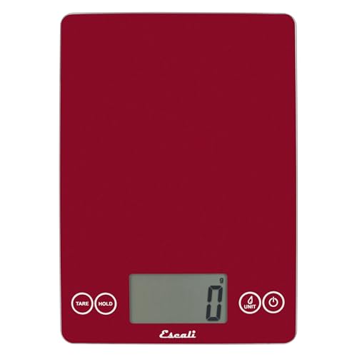 Escali Arti Glass Food Scale Digital Countertop Kitchen, Baking and Cooking Scale with Nutrition and Calorie Counter, 15-Pound Capacity, 9" x 6.5" x .75", Rio Red - color: Rio Red