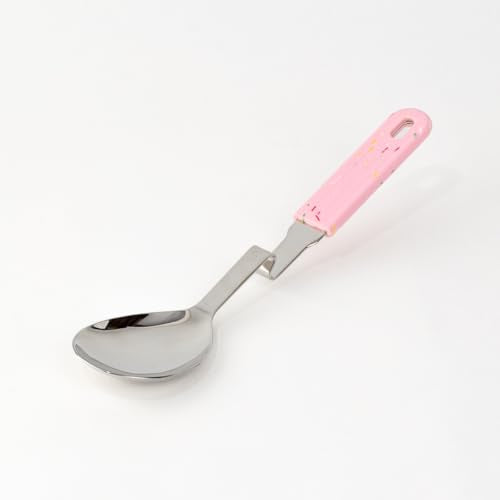 Souper Cubes + Lori Greiner No Mess Stainless Steel Cooking Spoon with Silicone Handle - Stainless Steel Serving Spoon No Mess Design Hooks on Side of Any Pot - Cotton Candy - color: Cotton Candy, size: Spoon 1-Pack