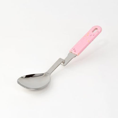 Souper Cubes + Lori Greiner No Mess Stainless Steel Cooking Spoon with Silicone Handle - Stainless Steel Serving Spoon No Mess Design Hooks on Side of Any Pot - Cotton Candy - color: Cotton Candy, size: Spoon 1-Pack