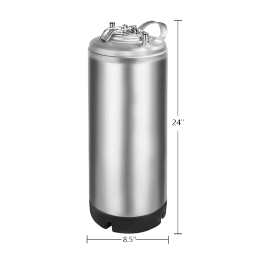 New 5 Gallon Ball Lock Keg, Stainless Steel Beer Keg with Single Handle for Draft, Homebrew and Craft Beer