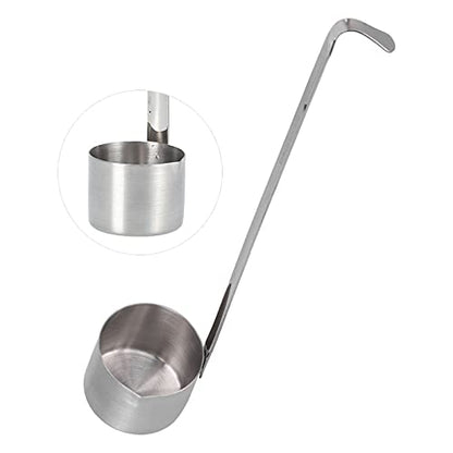 Tiiyee Stainless Steel Wine Ladle, Spoon Dipper Sauce Ladle Long Handle | Beer Pouring Measure Flat Bottom with Hook Long Handle Kitchen Oil Measuring For Pouring Oil Wine Vinegar And Soy Sauce - size: 125ML