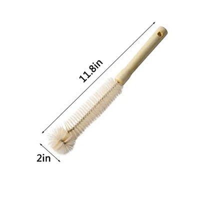 Natural Bristle Bottle Brush,Long Wooden Handle for Narrow Neck Bottles, Beer, Sports (11.8inch)