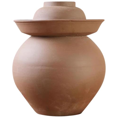 Unglazed Clay Fermentation Jar, Double Lid Design Sealed Pickling Crock, Classic Traditional Water Seal, Pickled Cucumbers and Beans(5kg/176.4oz) - size: 5kg/176.4oz